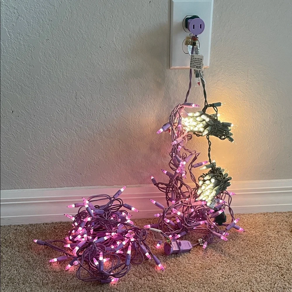 Purple and White Holiday String Lights